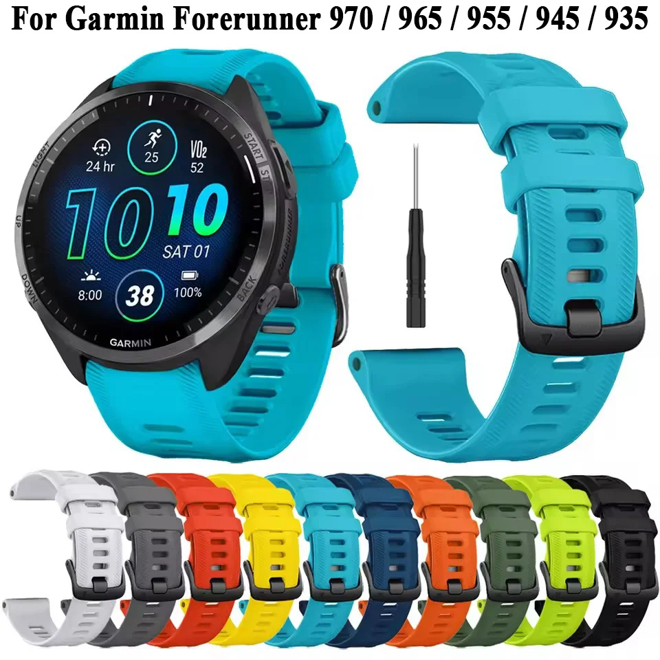Sports Silicone Strap For Garmin Forerunner 965 955 Solar 970 945