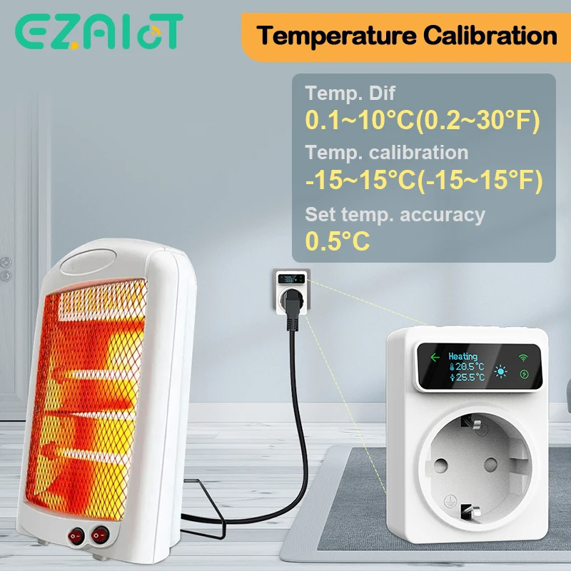 Tuya Smart Home WiFi Digital Thermostat Heating Cooling Thermostat Remote Control Socket Temperature 16A Plug Alexa Google Home smart thermostat smart thermostat socket