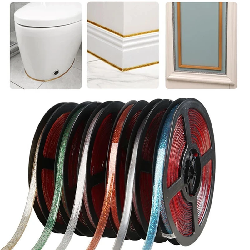 Zwart 10mm*6m, Decoratieve Caulk Strip, Schimmelbestendige Zelfklevende Keramische Tegel Gap Tape voor Muur Hoeken Badkamers Wastafels Deur Raam Frames Spiegels TV's Werkbladen Balkons