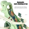 DIY Rail Racing Track Electric Little Yellow Duck Climbing Stairs Toy Pig Action Figures Music Roller Coaster Toy For Kids Gifts 2