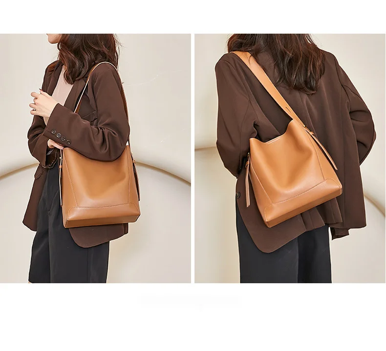 Leren bucket bag dames grote capaciteit schoudertas_voghion.com
