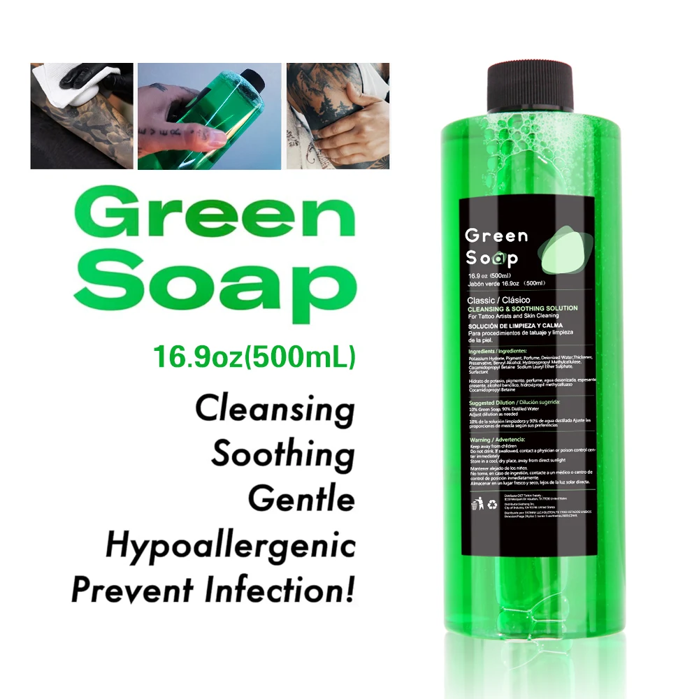 1pc Tattoo Green Soap with Squeeze Bottle, Tattoo