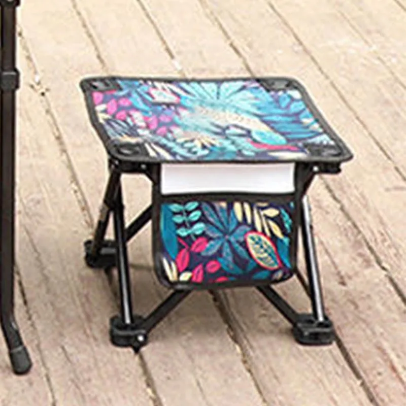 Folding Stool with Side Pocket Fold Up Chairs Portable Collapsible with Storage Bag for Outdoor Camping Walking Hiking Fishing