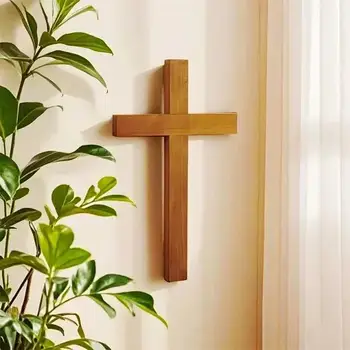 Wall Crucifixes Cross Solid Cherry Wood Decoration 33cm Wooden Crosses For Christening Christian Decoration Cross Decoration 1