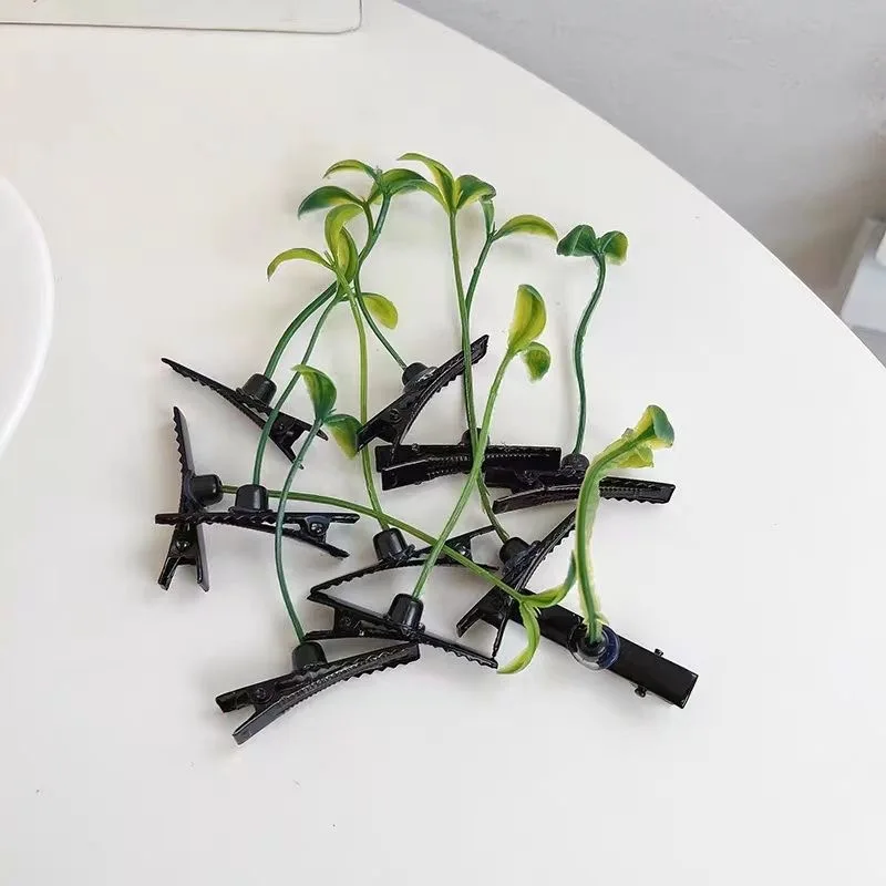 5-100pcs Grass Style Hair Clips Cute Sprout Plant Hairpins Novelty Hair Accessories for Women Girls Party Cosplay Funny Headwear