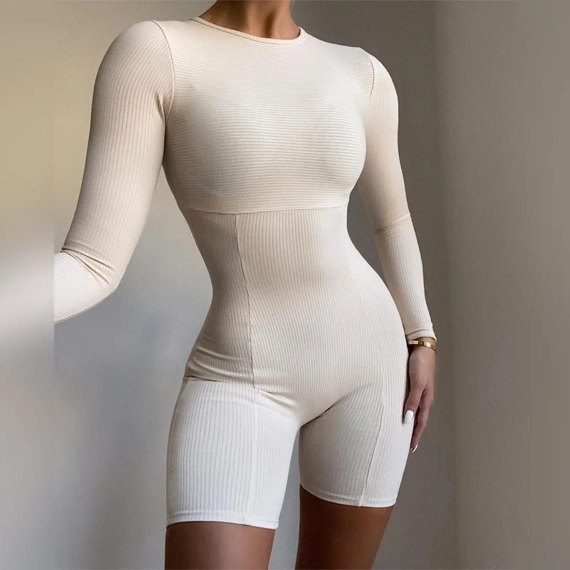 BKLD 2022 Winter Women Clothing New Knitted Solid Color Long Sleeve Round Neck Back Zipper Bodycon One Pieces Rompers&Playsuits