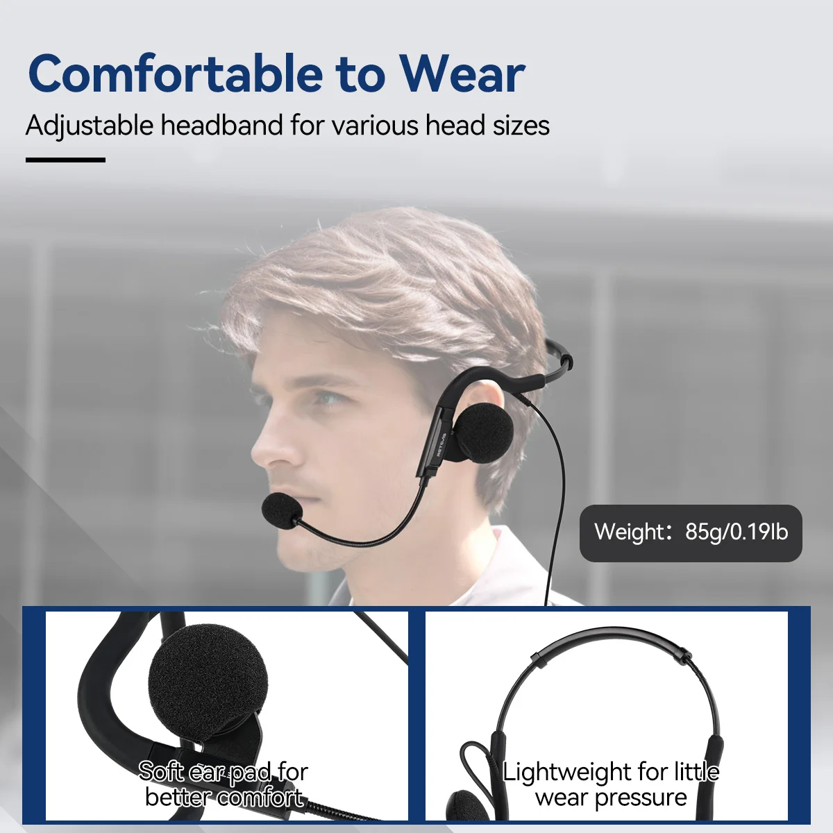 EHK014 RT3S Walkie Talkie Headset K2 Pin Connector PTT Portable Earpieces Coiled
