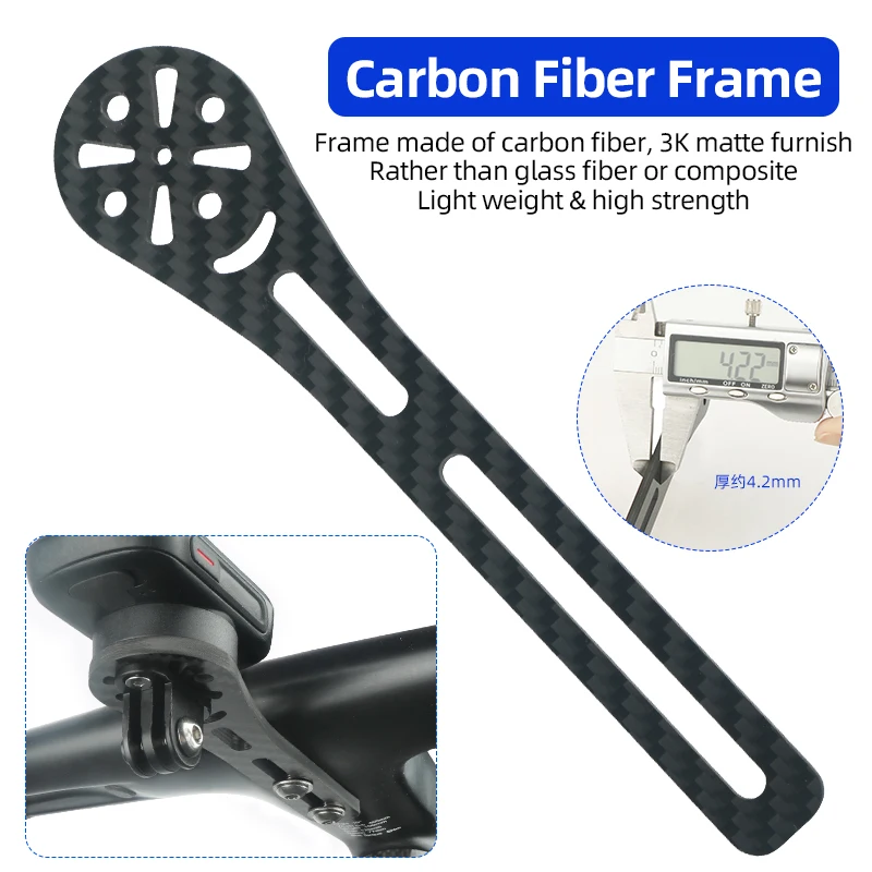 Bicycle Handlebar Bracket Integrated Handlebar Computer Bracket for Garmin Bryton Wahoo Road Bike Speedometer Headlight Carbon Fiber Mount Stand