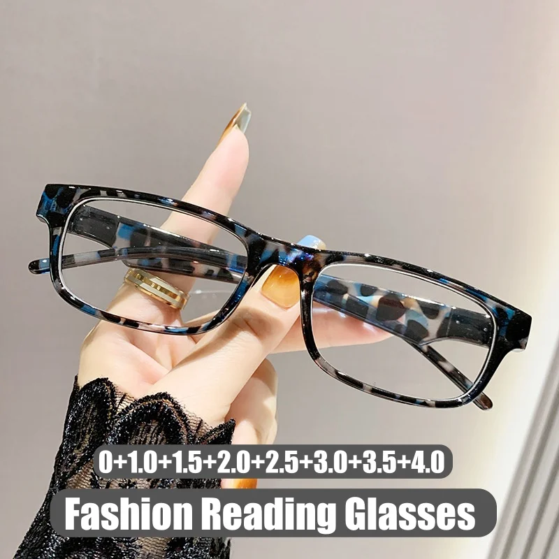 Frauen Fashion Square Frame Lesebrille Unisex Blau Licht Blockieren Gläser Männer Retro Vintage Weit Sicht Brillen 0 + 1,0 + 4,0