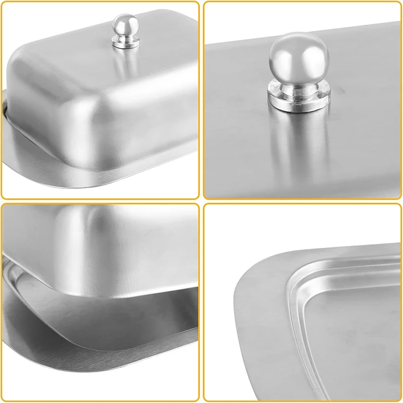 Butter Dish, Stainless Steel Butter Dish with Lid - Solid Cheese/Butter Container - Butter Cheese Kitchen Cooking Storage Box