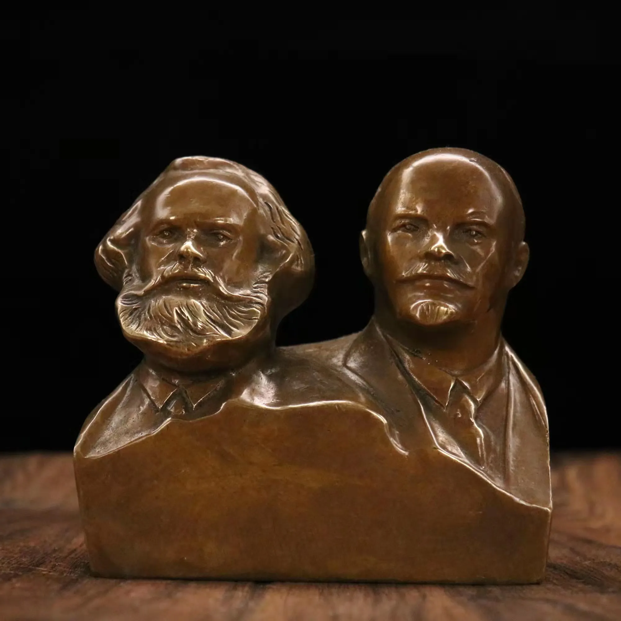 

Rare old copper marx and lenin statue,Free shipping
