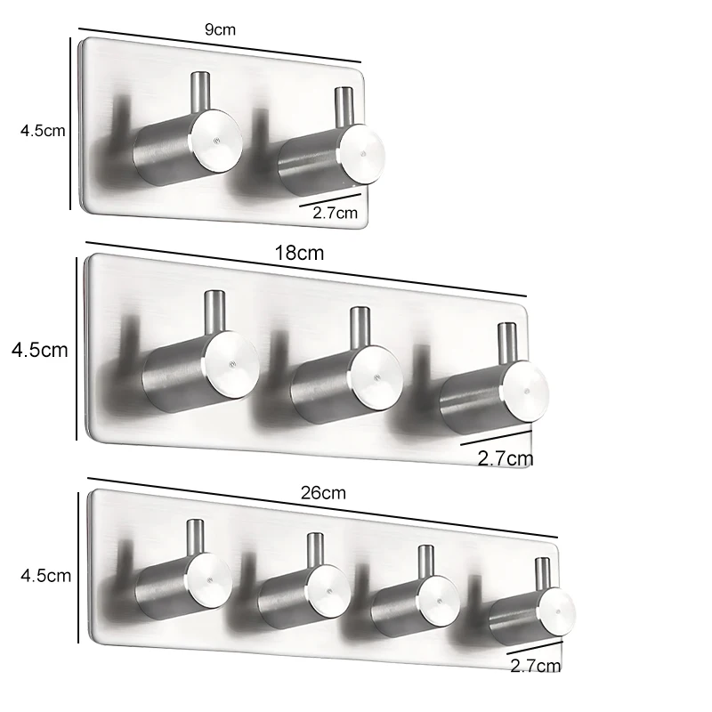 Stainless Steel Self-Adhesive Hooks Towel Holder Coat Hooks Strong Hardware Hanging Hook Metal Sticky Bathroom Accessories towel hooks towel holder bathroom hooks bathroom hardware set