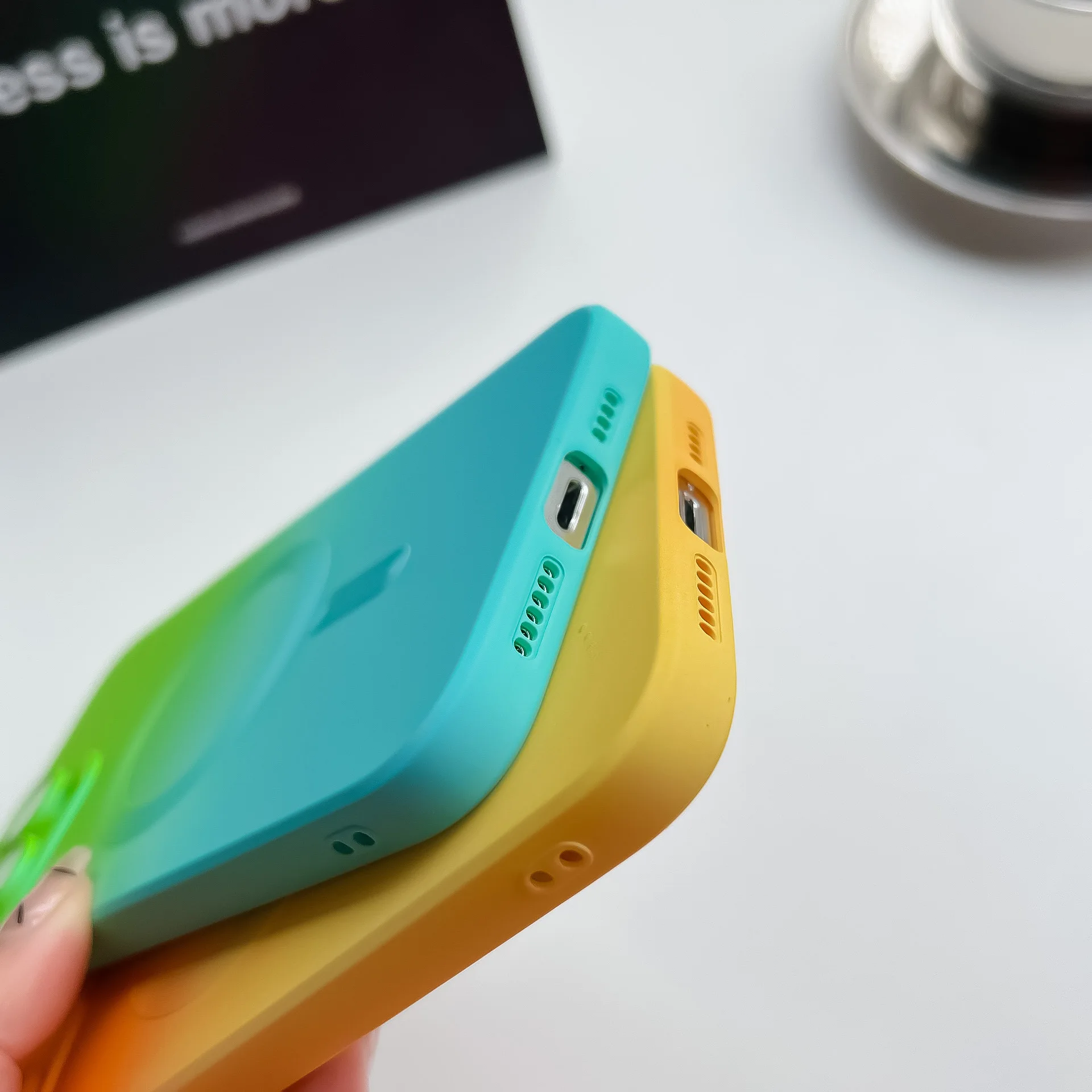 Luxury Gradient Silicone Multicolour Shockproof Case with Wireless Charging Compatibility