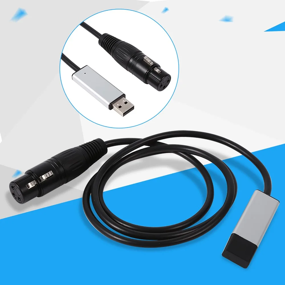 내구성이 뛰어난 미니 USB-DMX 인터페이스 블랙 1m / 39.37인치 DMX512 컨트롤러 USB-DMX 어댑터 컴퓨터 제어