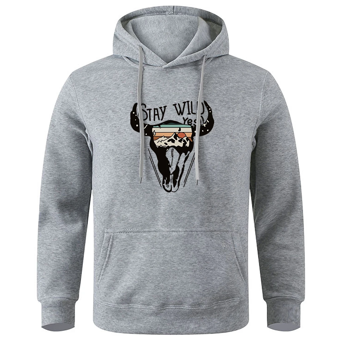

Stay Wild Western World Bison Printed Sportswear Male O-Neck Loose Men Hoodie Casual Fashion Hooded Novelty Fashion Man Hoodies