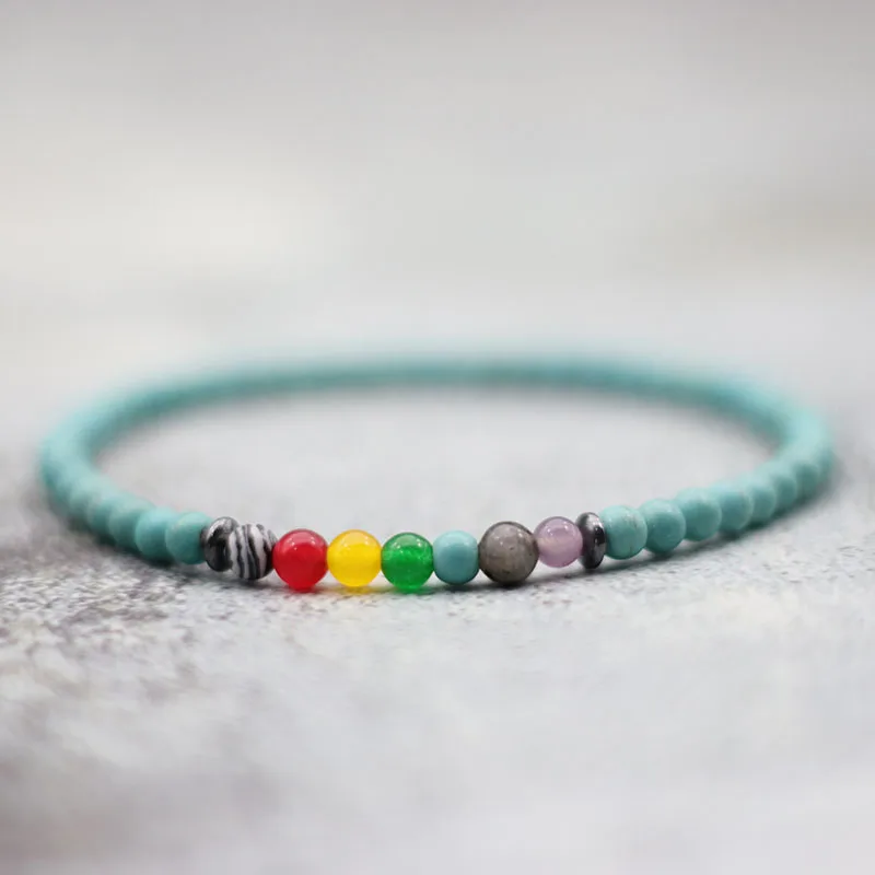 Men Lava Onyx Beaded Yoga Bracelet Natural Stone