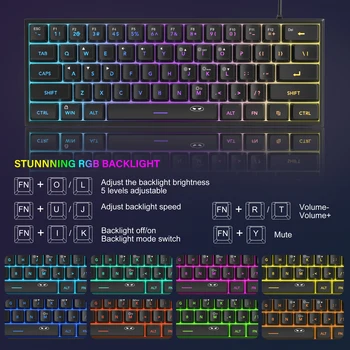 MageGee Mini 60% Gaming Keyboard, RGB Backlit 61 Key Ultra-Compact Keyboard, TS91 Ergonomic Waterproof Mechanical Feeling Office 4