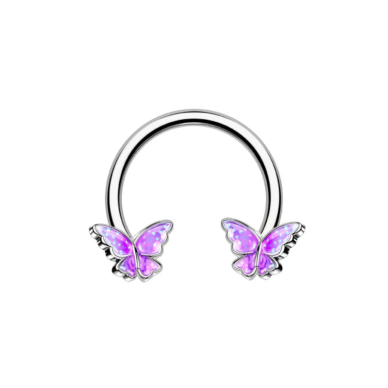 16G 1.2mm Septum Ring Flower Butterfly Evil Eye Horseshoe Daith Piercing Dainty Body Piercing Jewelry