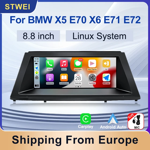 Autoradio Linux 8,8 pouces pour BMW X5 E70 X6 E71 E72 CCC CIC, CarPlay sans fil, Android Auto, Bluetooth, lecteur multimédia vidéo 1
