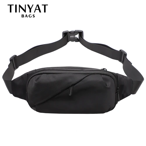 TINYAT 남자 허리 가방 팩, 여행 스포츠 남성 패니 팩, 대형 지갑, 전화 벨트 가방 파우치, 남자 어깨 힙 가방, 4 포켓 2