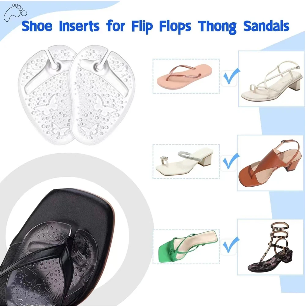 Silicone Forefoot Insert Metatarsal Pads for Heels Sandals Flip Flops Non-slip Pain Relief Foot Pads Gel Insoles for Shoes Women