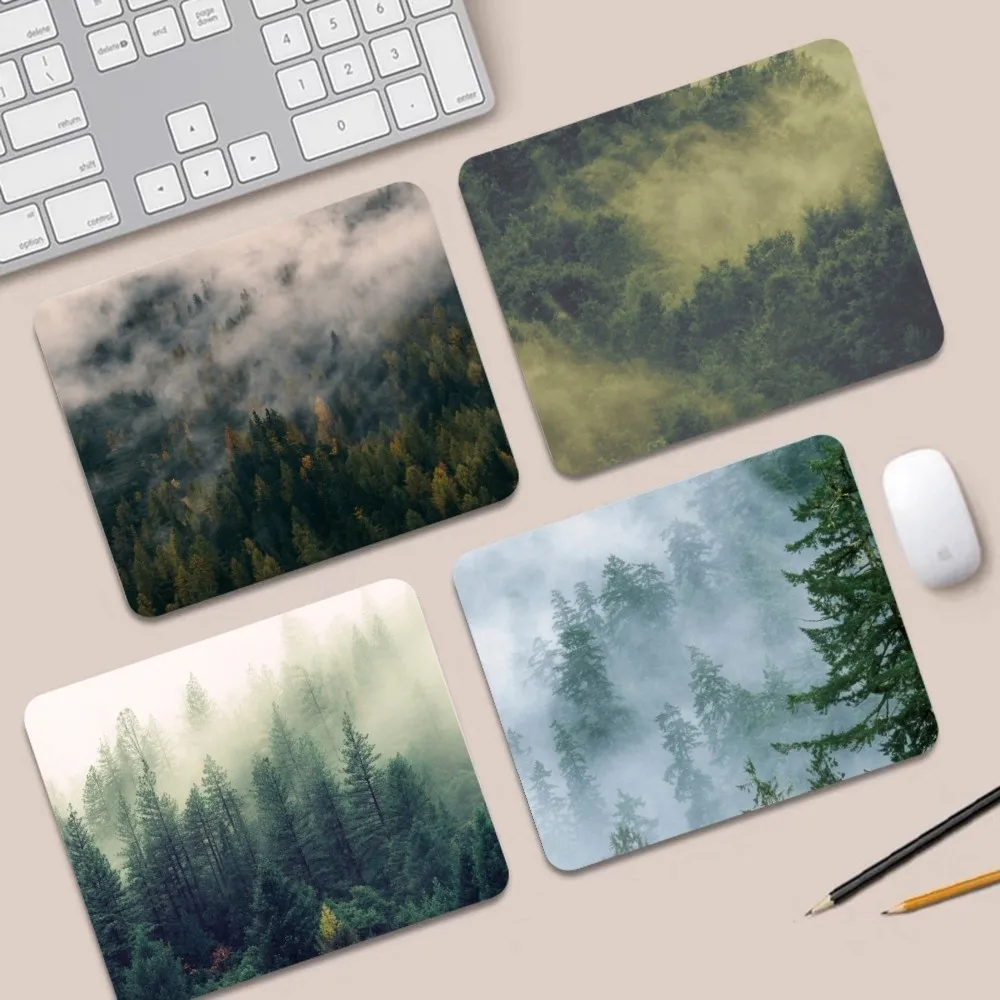 

Foggy Green Forest Mousepad Custom Skin Thickened Mouse Pad Gaming Keyboard Table Mat Office Supplies Room Decor for PC Mouse