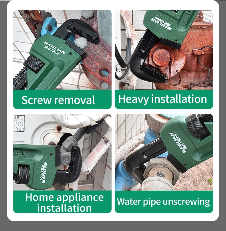 Robuster gerader Rohrzange aus Kohlenstoffstahl, verstellbares Sanitär-Handwerkzeug, 8' 10' 12' 14' 18' Universal-Industrie-Rohrzange – Detail 5