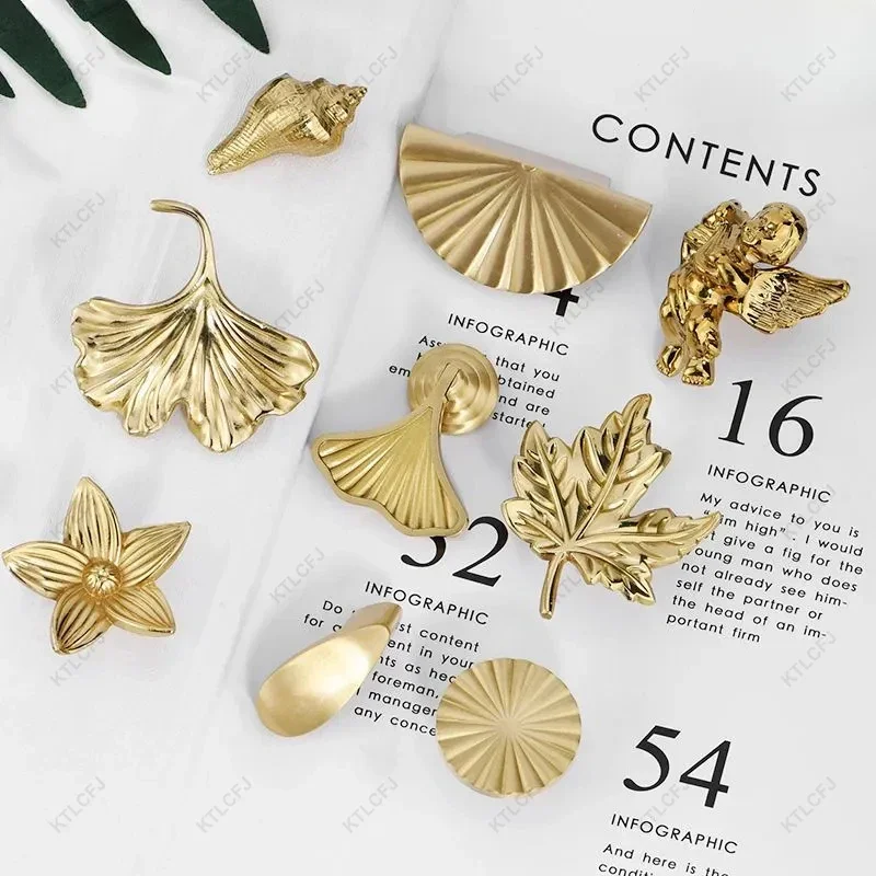 Pure Brass Cabinet Door Handle Light Luxury Nordic Butterfly Feather All Copper Drawer Handle American Gold Cabinet Door Handle