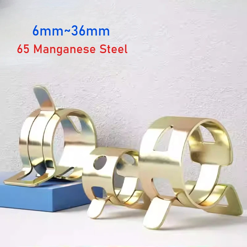 65 Manganese Steel Galvanized Spring Clamp Inner Dia 6mm~36mm Elastic Steel Buckle Water Pipe Connector Hose Clamp