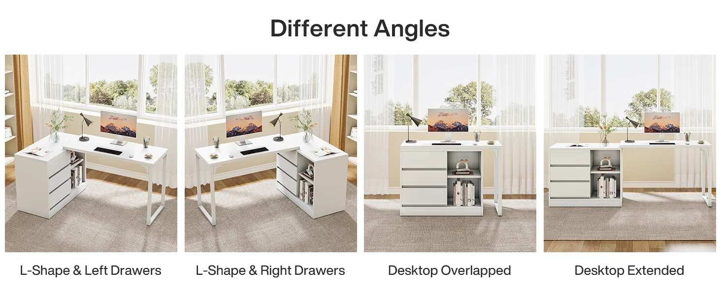 l shaped desk with drawers