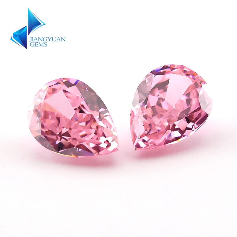

JIANGYUANGEMS 02#Pink Pear Crushed Ice Cut Cubic Zirconia Stone 5A 6x8mm Zircon Loose CZ Synthetic Gemstone For Jewelry Making