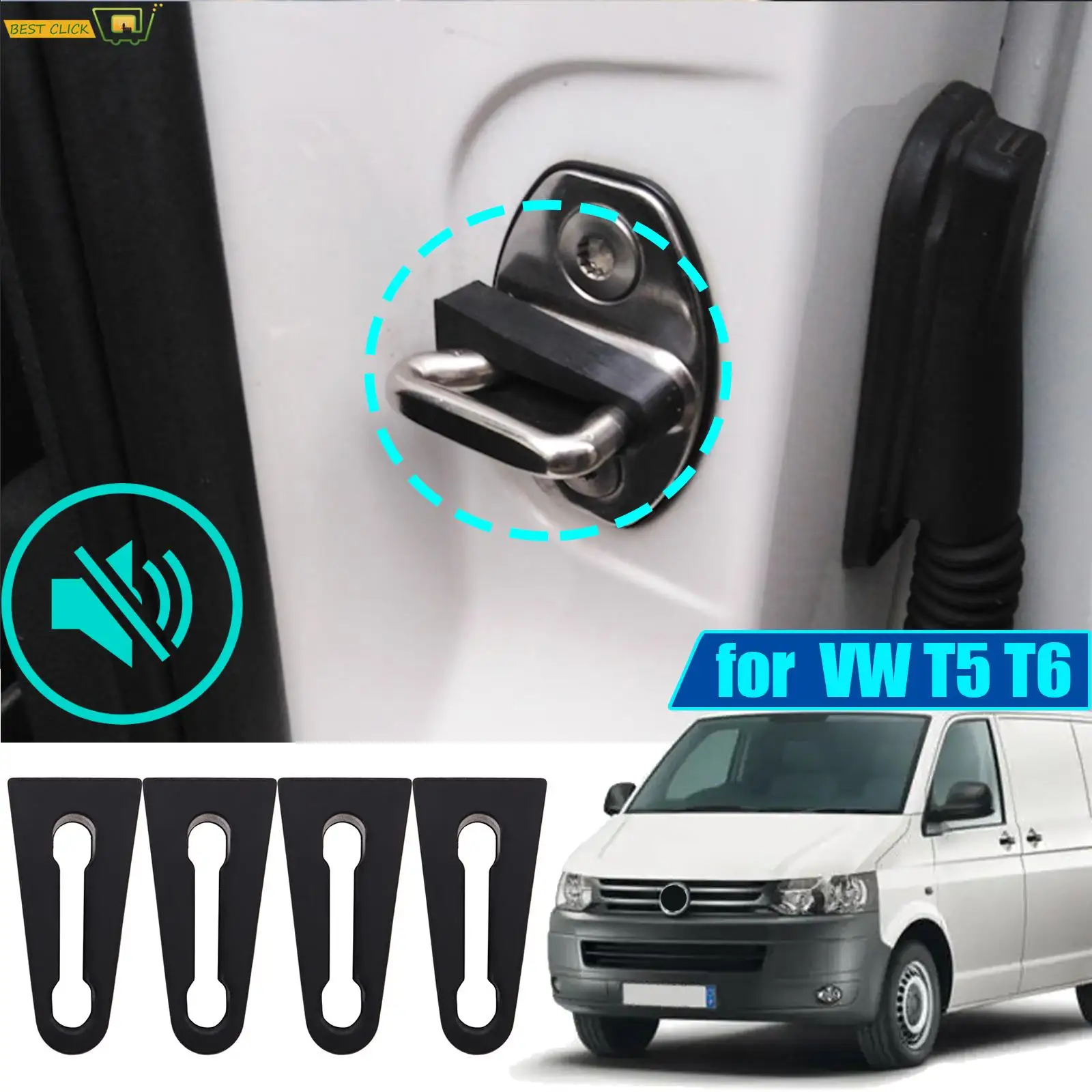 Амортизатор дверного замка для Volkswagen Transporter T5 T6 Caravelle Multivan, звукоизоляционная Бесшумная изоляция, шумоподавление глухих