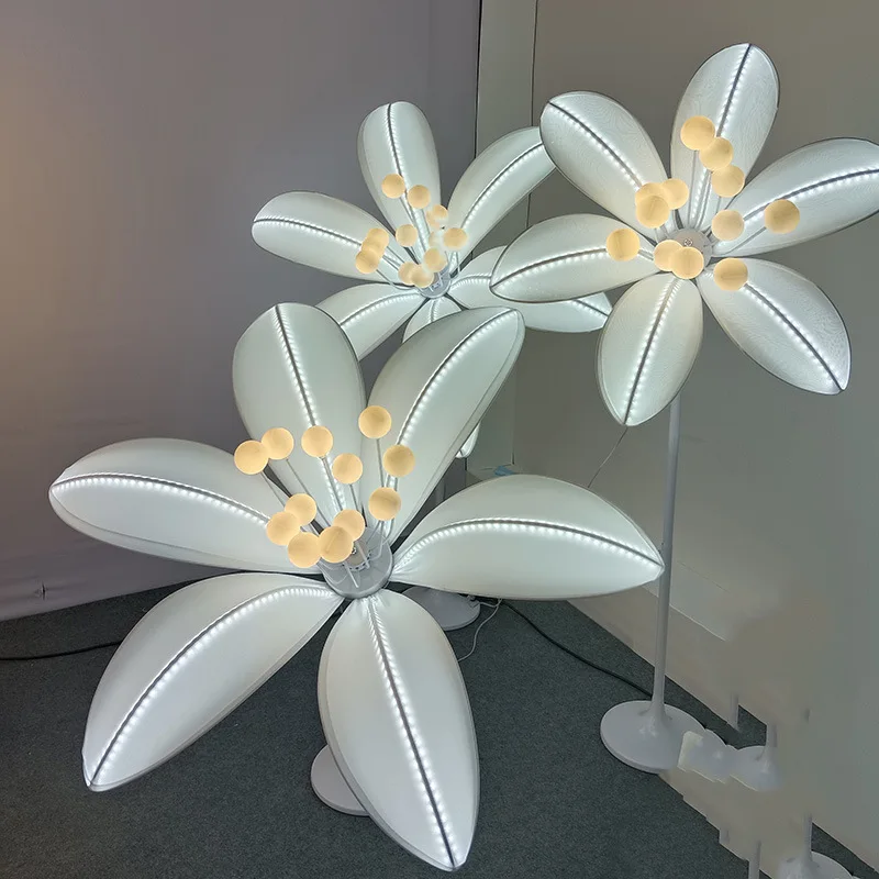 TEMAR Modern White Lily Wedding Lamp LED Light para o Partido Stage Road Chumbo Pouco Fresh Flower Background Decoração