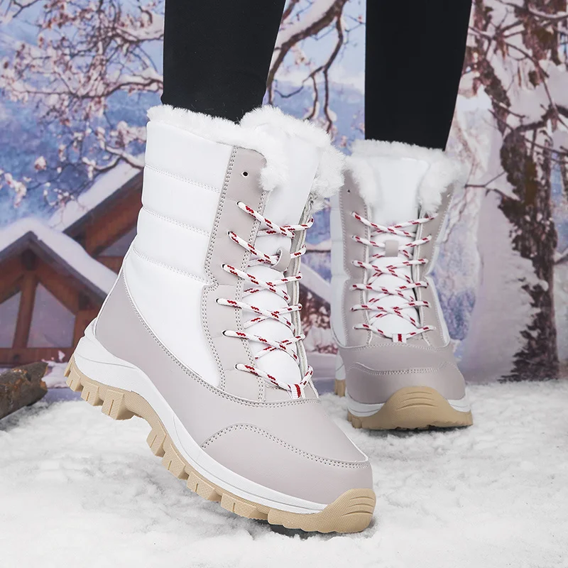 Women's Snow Boots Winter Thermal Fur Lined Boots Waterproof Hiking Trekking Ankle Booties for Woman_voghion.com