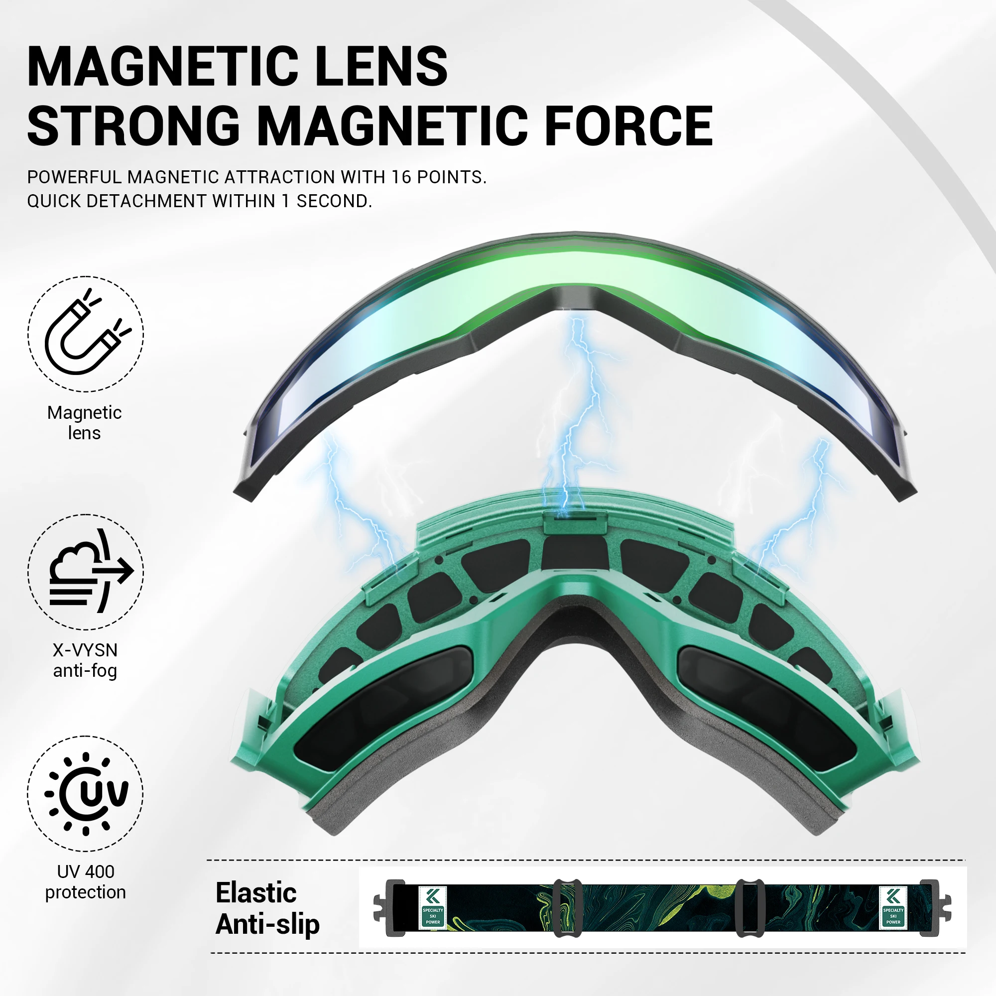 KAPVOE 2024 Outdoor Photochromic Ski Goggles Men Snowboard Glasses Women Winter Snow Sunglasses UV400 Magnetic Attraction Lens 3