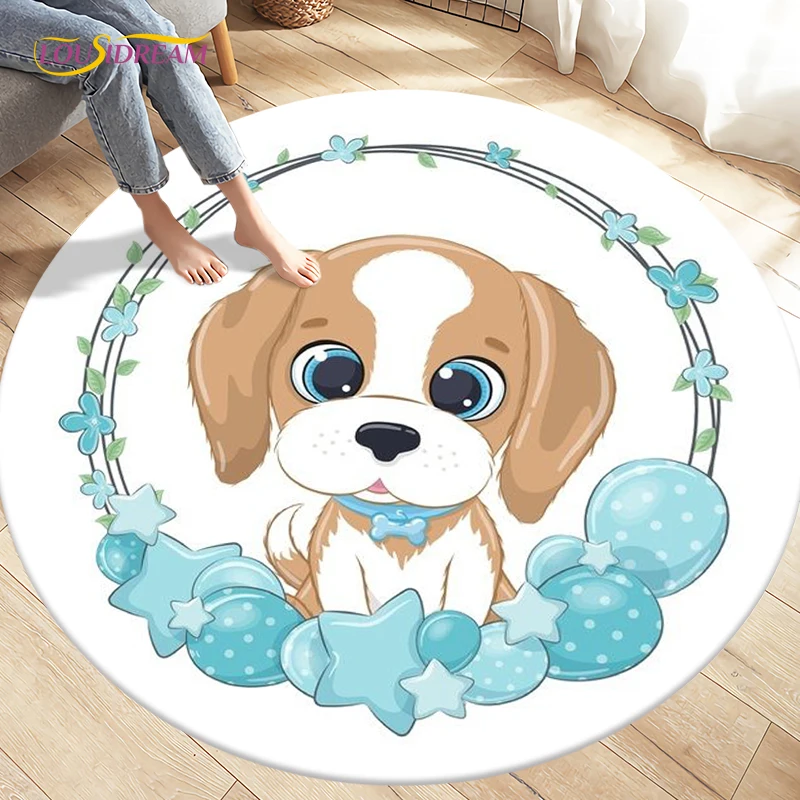 

Cartoon Cute Dog Bunny Animals Area Rug Round Carpets Rugs for Living Room Decoration,Kids Play Crawling Soft Non-slip Floor Mat