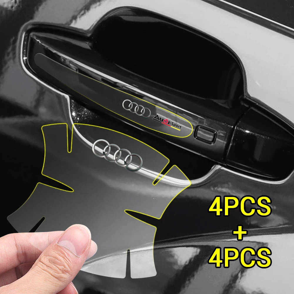 8Pcs Pvc Car Door Handle Cup Protector Stickers Pellicola Antigraffio Accessorio Auto Per Audi V6T A4 A1 A5 Q3 Q5 Q7 S5 A6 V6T S8 V8T