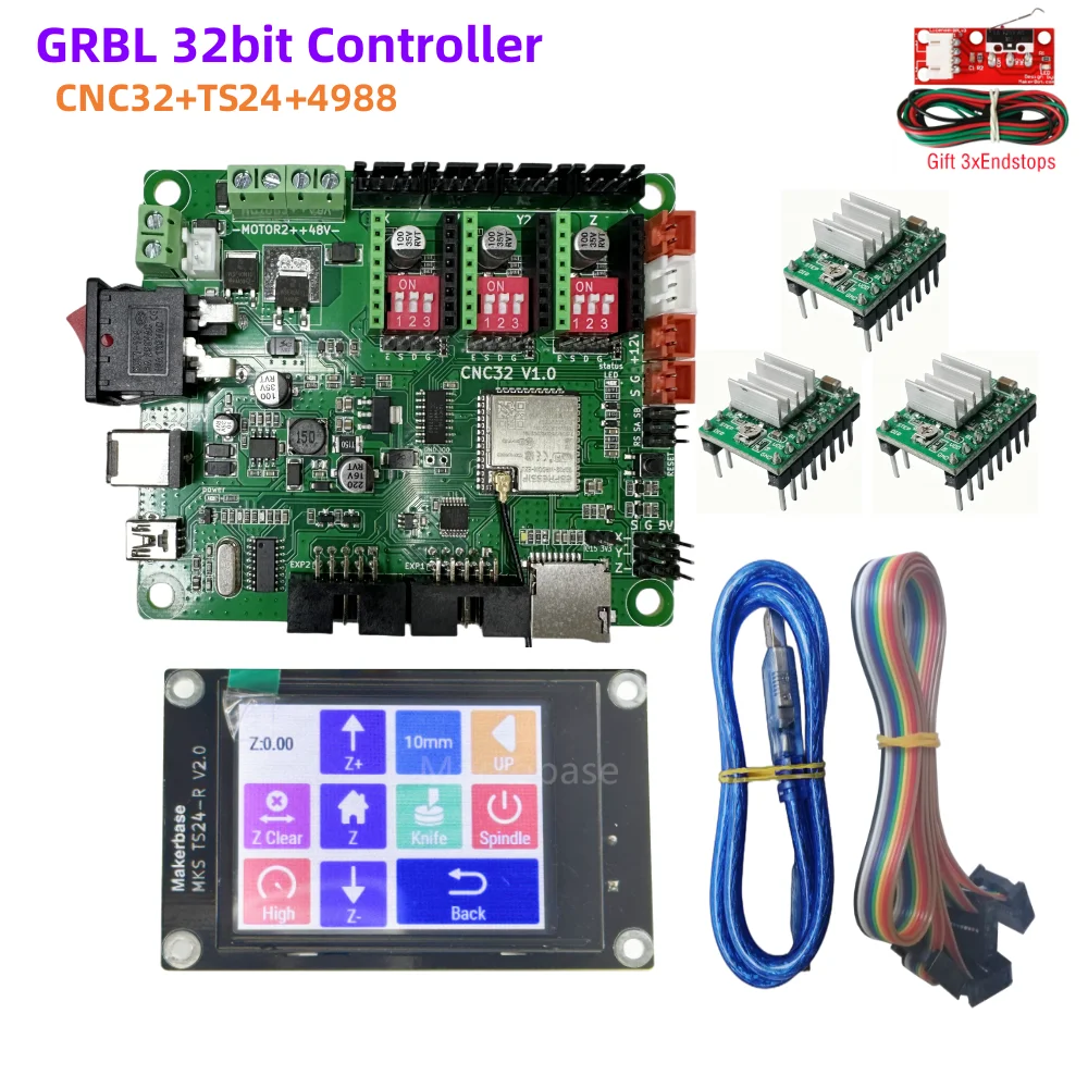 GRBL CNC  ī, CNC    LCD  ׷̵ ŰƮ, 3  , esp32 ÷Ʈ, MKS TS24-R ÷