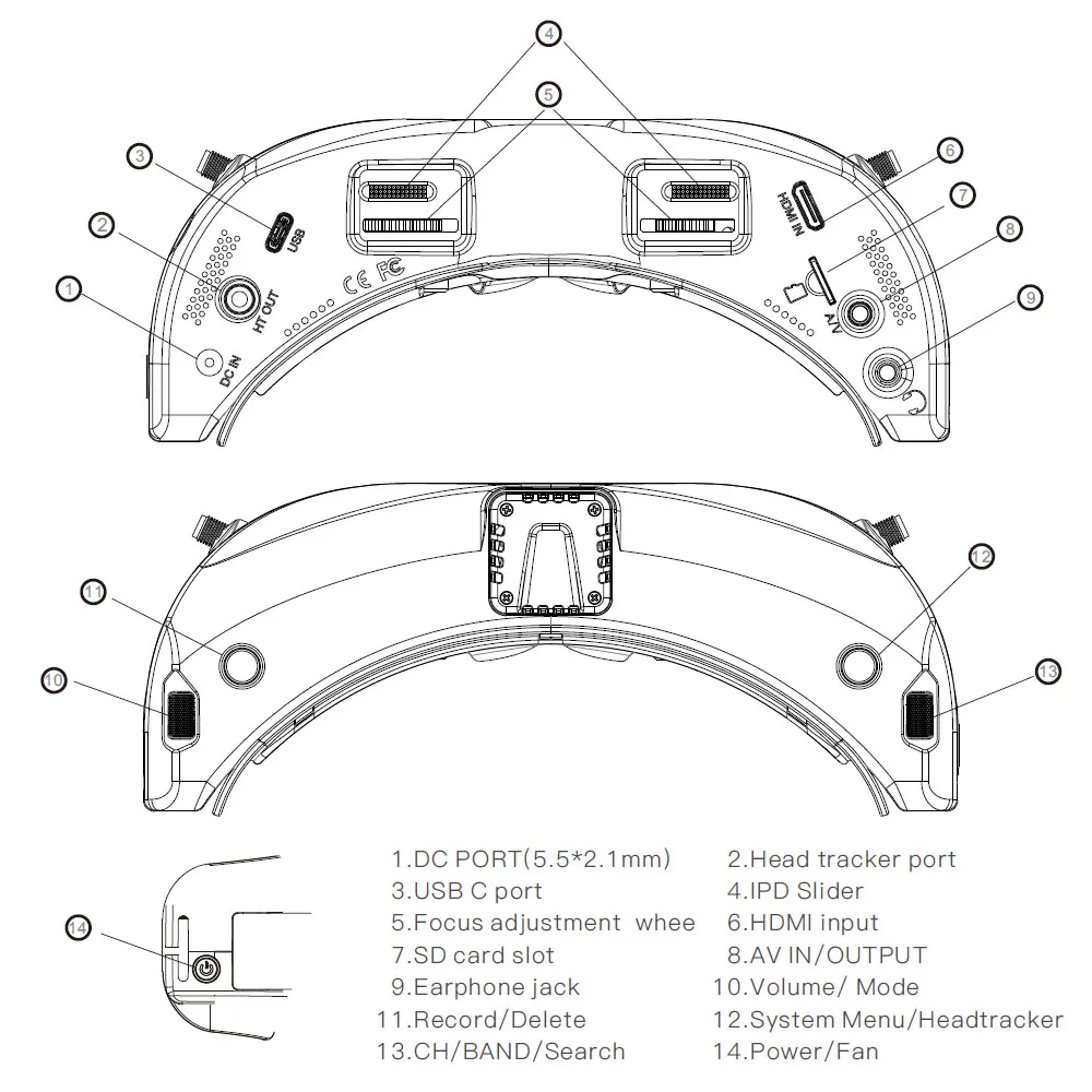 Lunettes FPV 04X Pro - Noir Mat, Écran HD, pour Drone