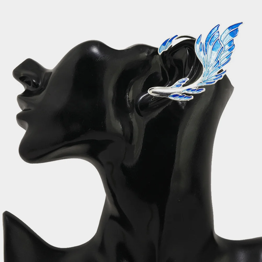 2 pezzi orecchini a clip per orecchie blu orecchini da donna orecchie da fata con piercing polsini da elfo accessori non per adulti - immagine 6