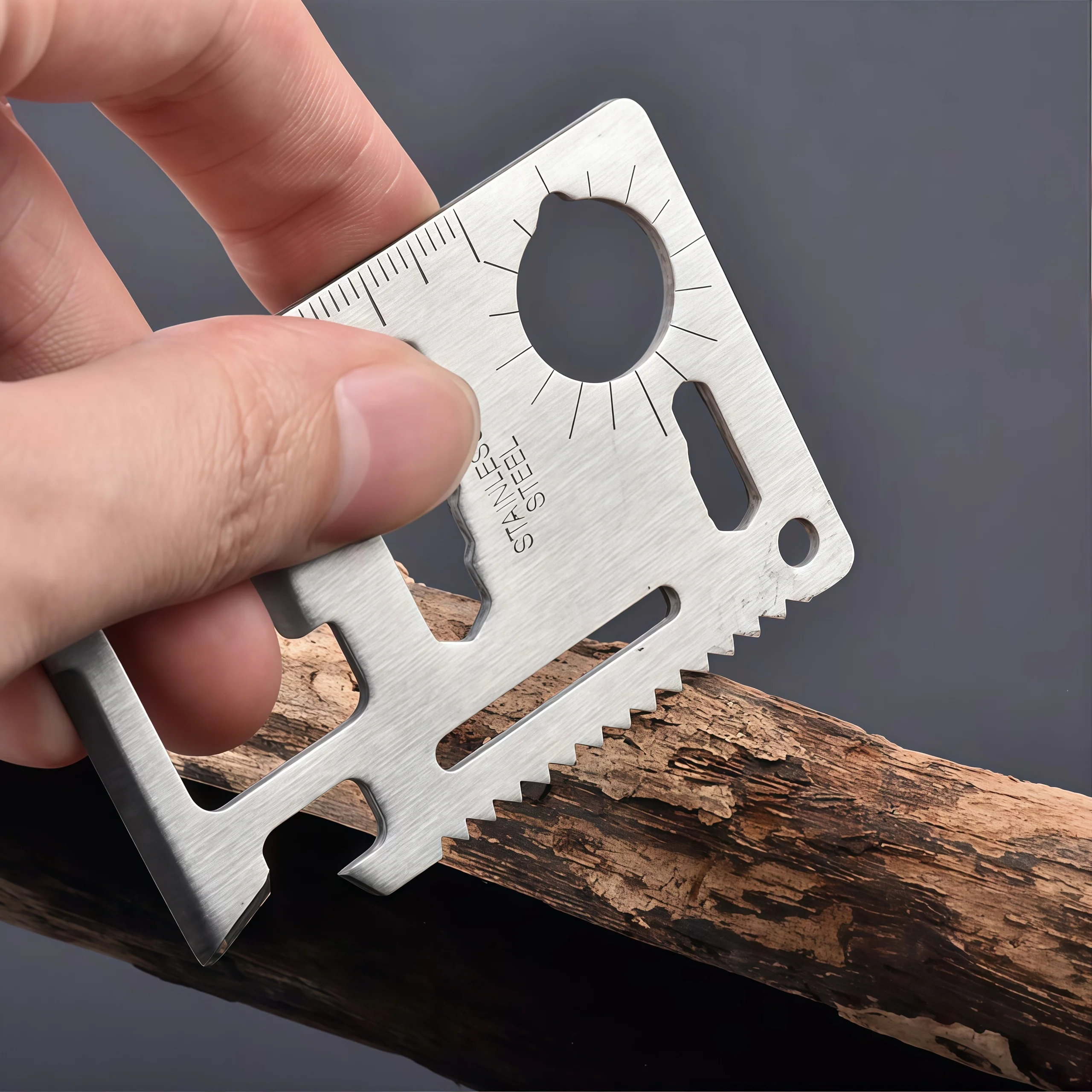11-in-1 Multi-Function Portable Outdoor Tool Card Stainless Steel Survival Card for Camping Hiking EDC Bottle Opener Cutter