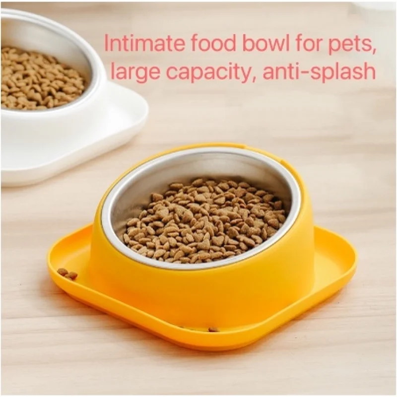 

Stainless Steel Cat Bowl Non Slip Puppy Base Cat Food Drinking Water Feeder Tilt Neck Protection Dish Pet Bowl