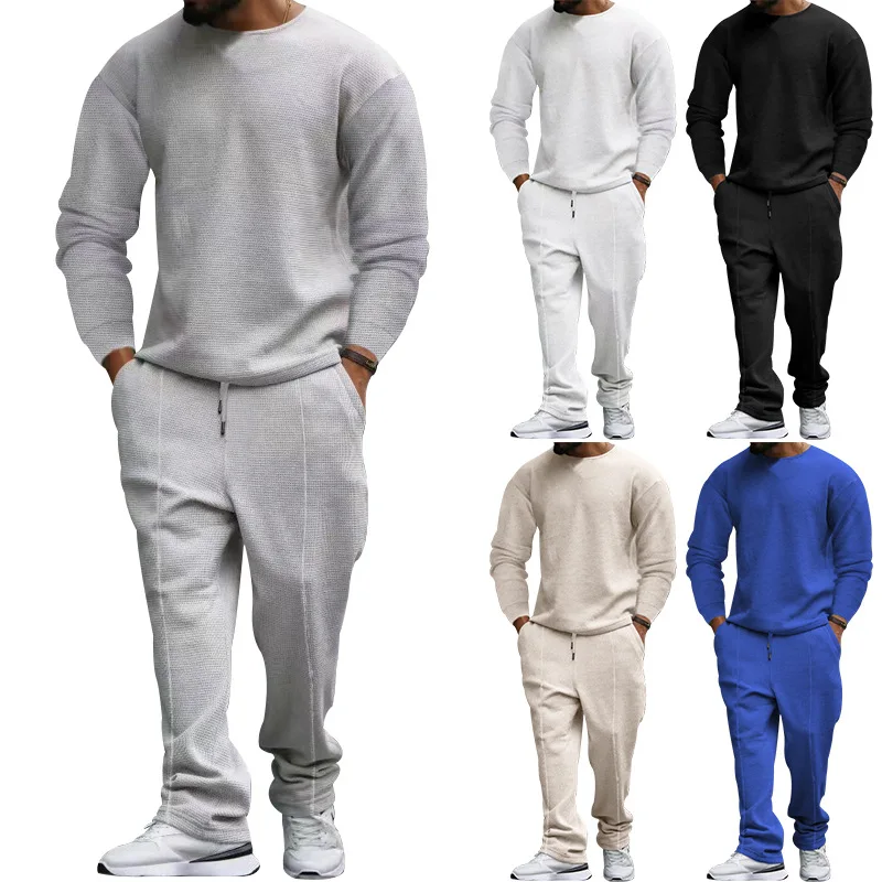 2pcs Set Men's Tracksuit Suit Autumn Tracksuit Mens Casual Solid Sweatpant Set Unisex Jogging Suit Men's Sets martini racing print men s fashion zipper hoodie sportswear jogging casual tracksuit running sport suits pant 2pcs sets clothing