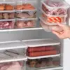 Home Refrigerator Dumpling Box Rectangular Plastic Sealed Storage Box Food Crisper Box with Lid Food Crisper Fresh Spacer Clear 1