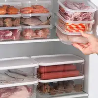 Home Refrigerator Dumpling Box Rectangular Plastic Sealed Storage Box Food Crisper Box with Lid Food Crisper Fresh Spacer Clear 1