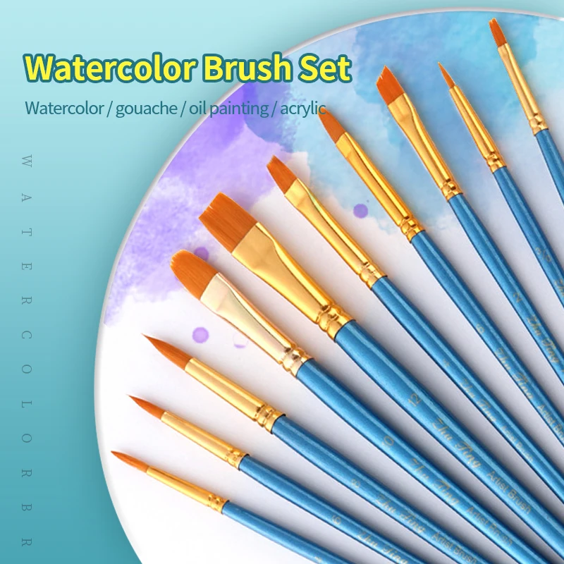 Nylon Hair Wooden Handle Artist Paint Brush Set Professional Oil Watercolor Acrylic Painting Brushes 3/6/10/12Pcs Art Supplies 5