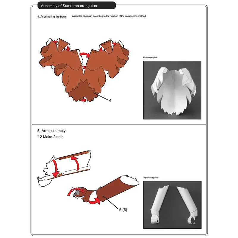 Sumatran Orangutan Origami Art Mini 3D Folded Paper Model Papercraft Animal Figure DIY Kids Adult Handmade Craft Toys QD-282