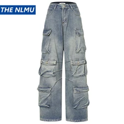 Pocket Jeans Hip Hop Baggy Jeans Men Streetwear Harajuku Blue Loose Denim Pants Black Wide Leg Workwear