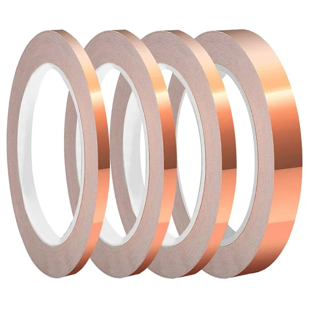 Copper Foil Tape Conductive Shielding Snail Tape Stain Glass Single Side DIY 20M for Home Appliance