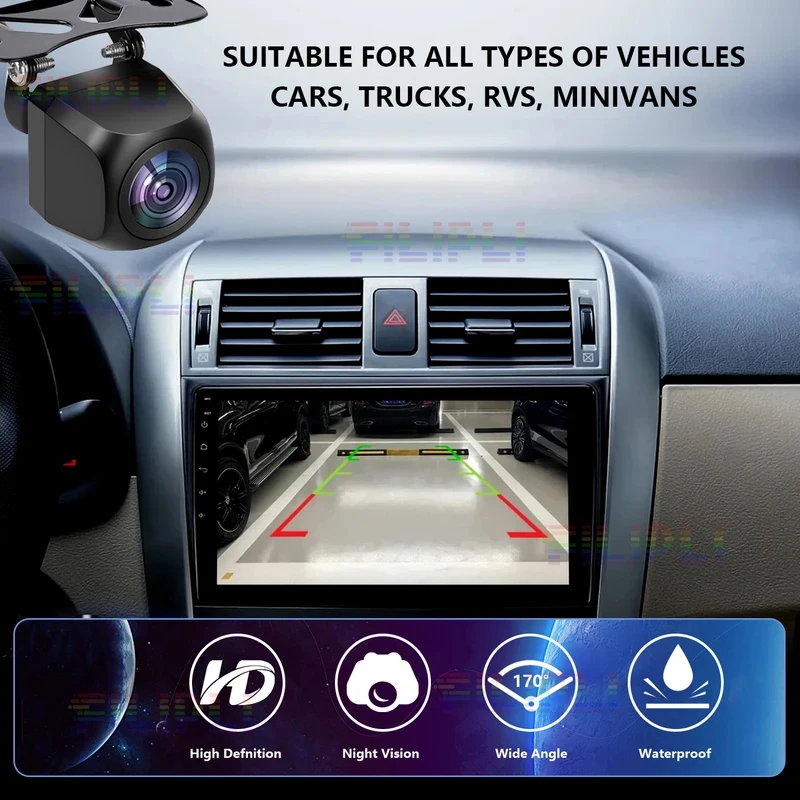 Telecamera Posteriore per Auto CCD 5V 12V, Grandangolare HD, Visione Notturna, Telecamera di Retromarcia e Parcheggio - immagine 6